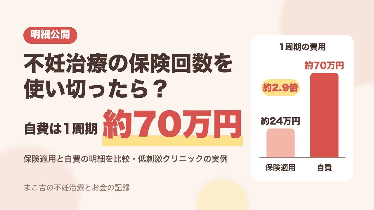 不妊治療の保険回数を使い切ったら？自費は1周期約70万円（保険適用約24万円との比較）